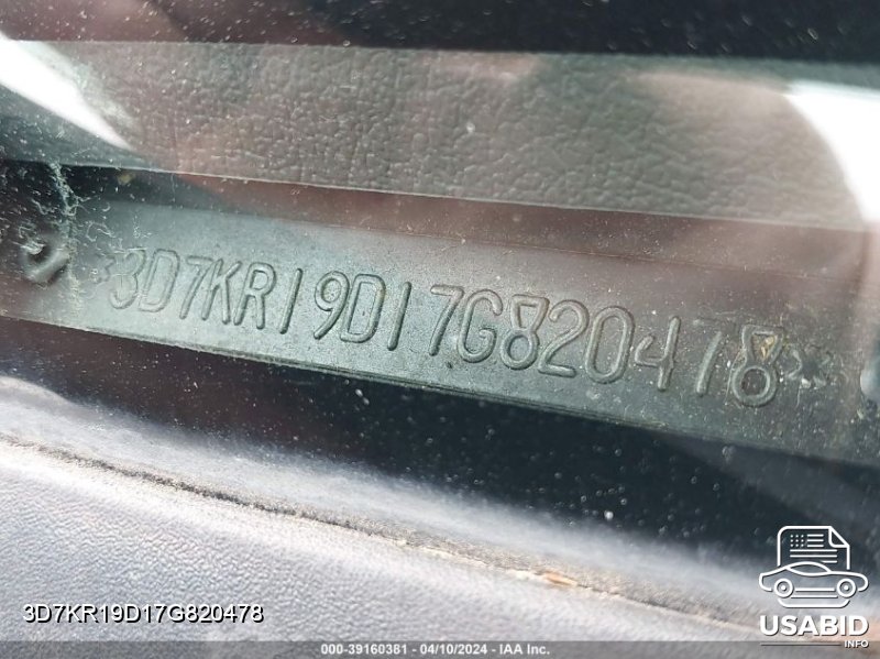 Thumbnail of 2007 Dodge Ram 1500 Slt with VIN 3D7KR19D17G820478